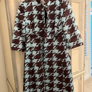 Trina Turk Light Blue and and Brown Trench Coat with Buttons